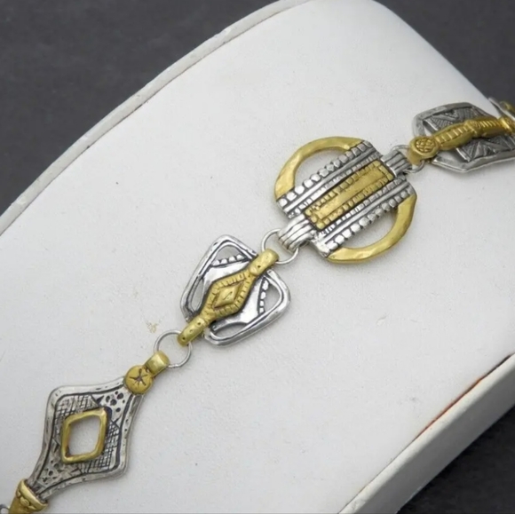 Vintage Silpada Bracelet Chain Link Brass Solid 925 Sterling Silver/ RETIRED 🥰 - Picture 3 of 8